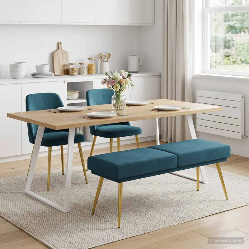 Vidaxl dubbel laagige bank blauw 120 x 45 x 46 cm fluweel