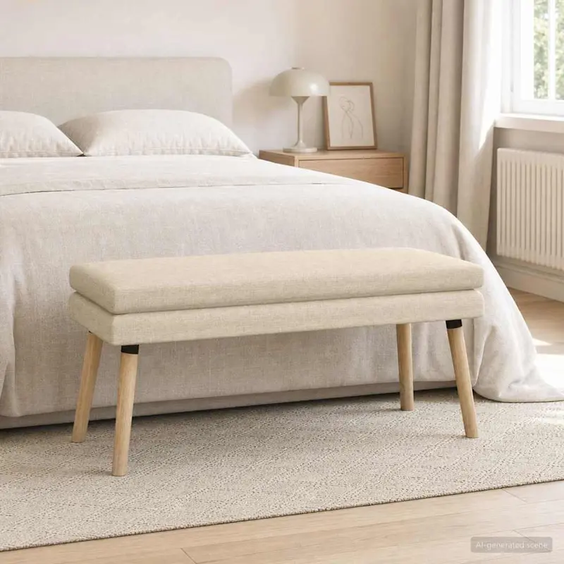 Vidaxl dubbel laagige bank crèmekleurig 110 x 40 x 47 cm stof