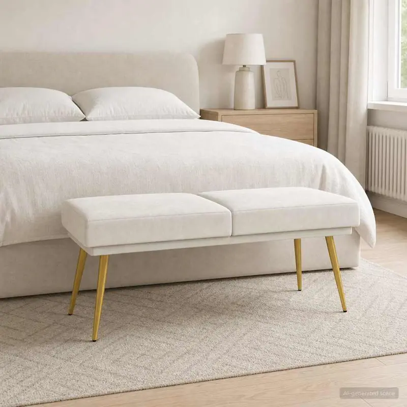 Vidaxl dubbel laagige bank crèmekleurig 120 x 45 x 46 cm fluweel