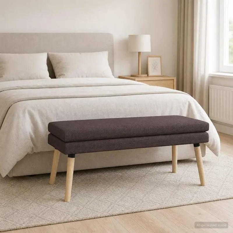 Vidaxl dubbel laagige bank donkerbruin 110 x 40 x 47 cm stof