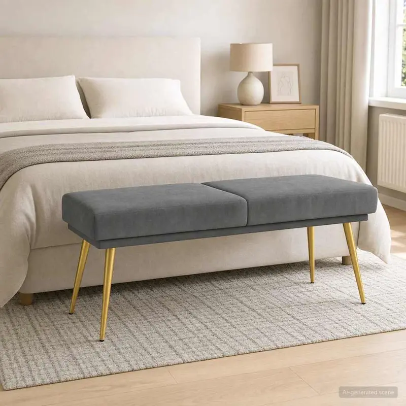 Vidaxl dubbel laagige bank donkergrijs 120 x 45 x 46 cm fluweel