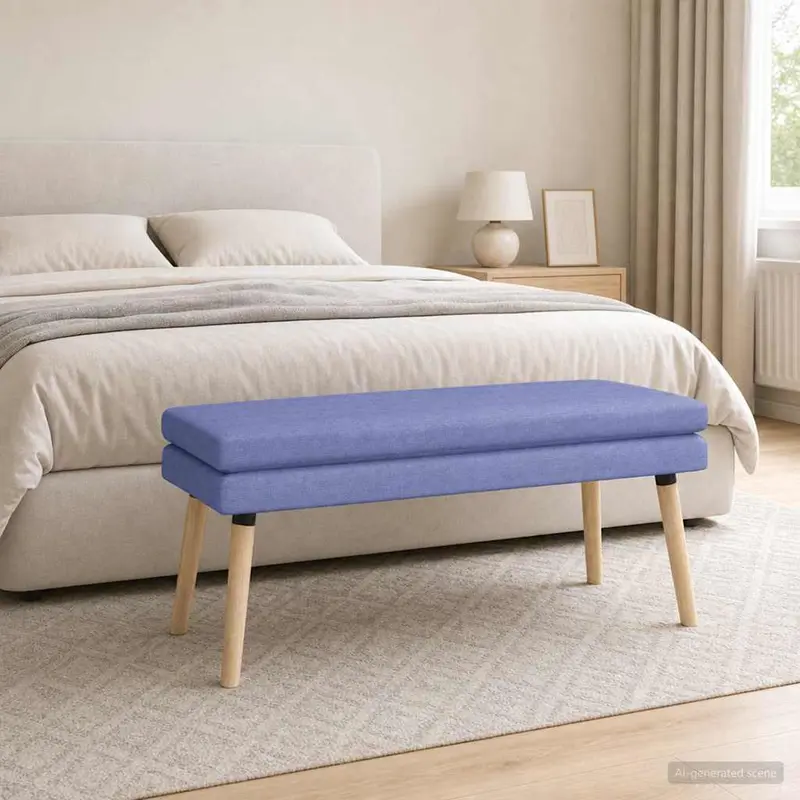 Vidaxl dubbel laagige bank jeans blauw 110 x 40 x 47 cm stof