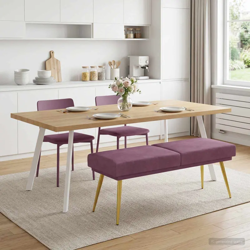Vidaxl dubbel laagige bank paars 120 x 45 x 46 cm fluweel