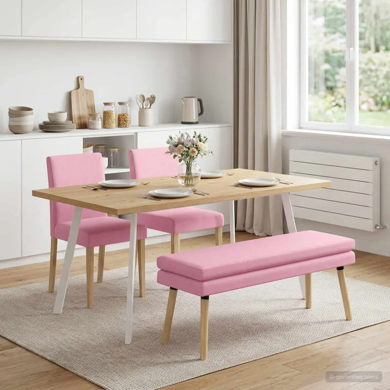 Vidaxl dubbel laagige bank roze 110 x 40 x 47 cm stof
