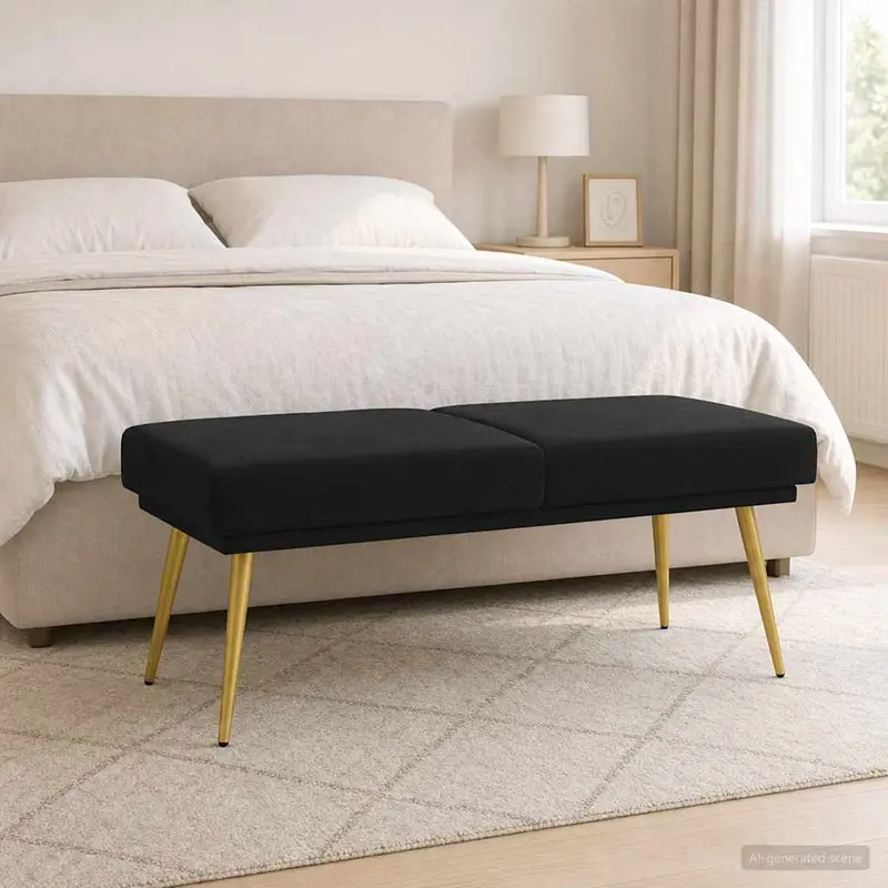 Vidaxl dubbel laagige bank zwart 120 x 45 x 46 cm fluweel