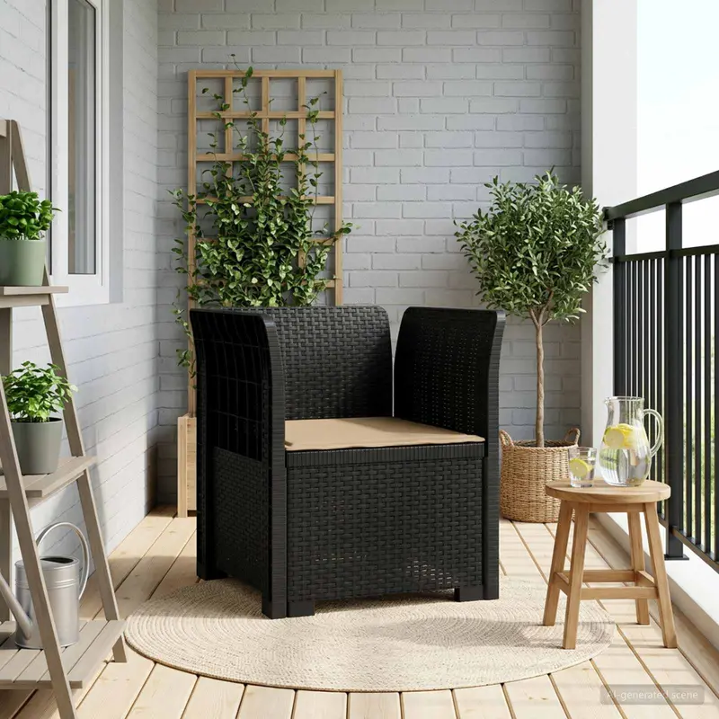 Vidaxl eénpersoons fauteuil met kussen rattan look pp antraciet