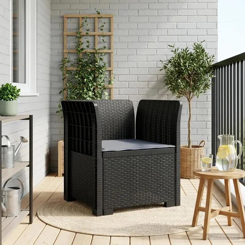 Vidaxl eénpersoons fauteuil met kussen rattan look pp antraciet
