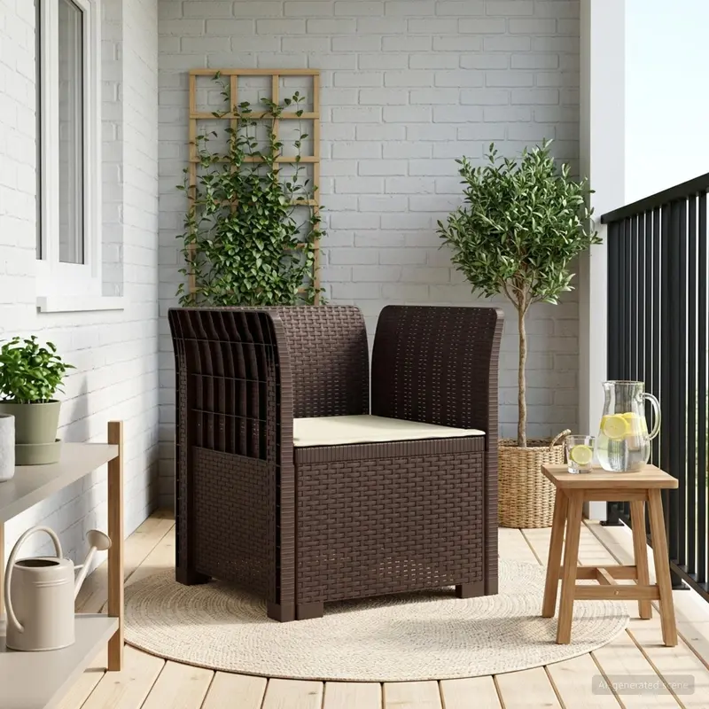 Vidaxl eénpersoons fauteuil met kussen rattan look pp bruin