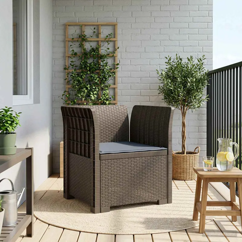Vidaxl eénpersoons fauteuil met kussen rattan look pp lichtgrijs