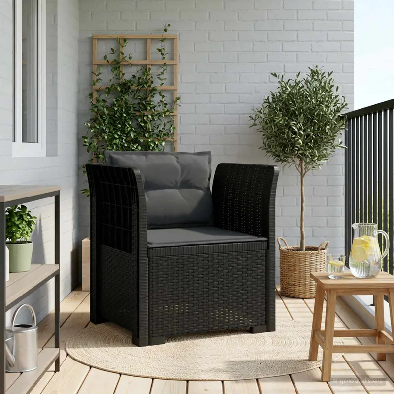 Vidaxl eénpersoons fauteuil met kussens rattan look pp antraciet