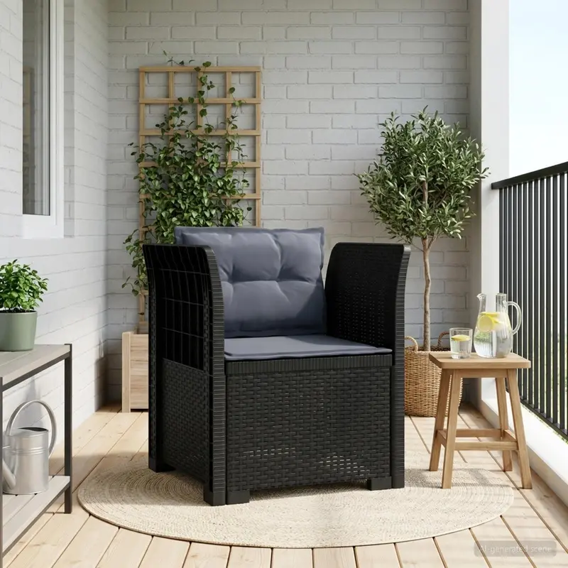 Vidaxl eénpersoons fauteuil met kussens rattan look pp antraciet