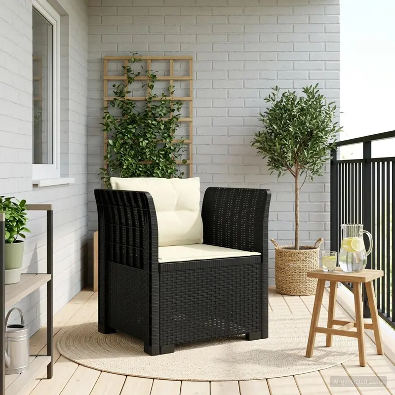 Vidaxl eénpersoons fauteuil met kussens rattan look pp antraciet