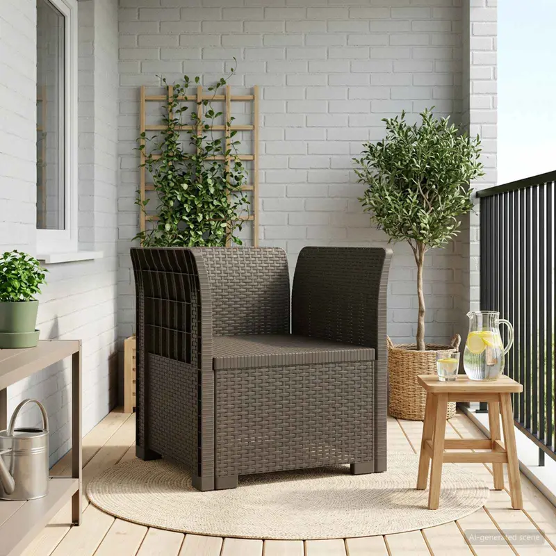 Vidaxl eénpersoons fauteuil rattan look pp lichtgrijs