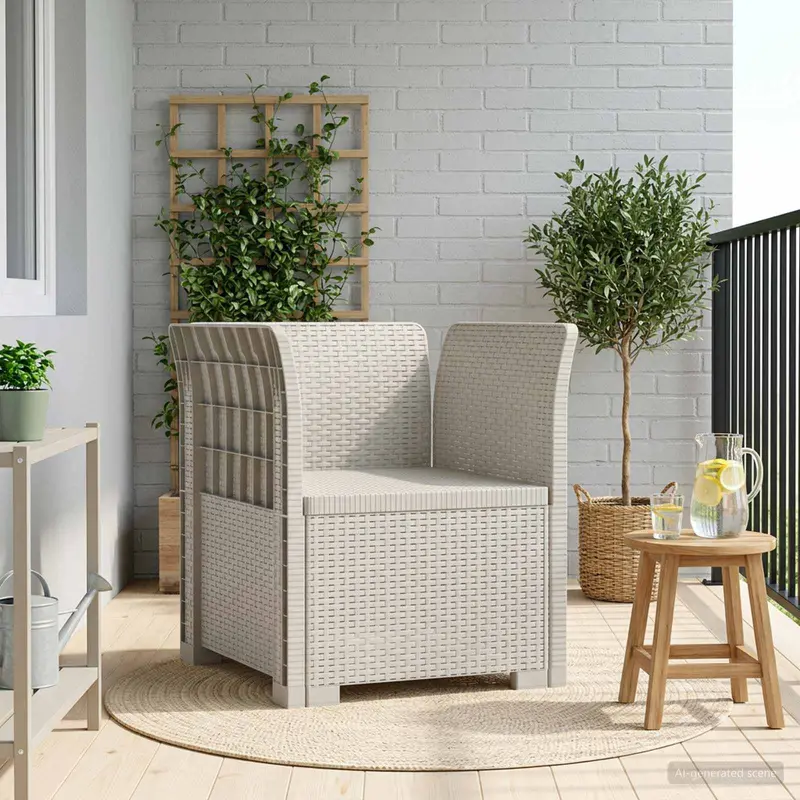 Vidaxl eénpersoons fauteuil rattan look pp wit