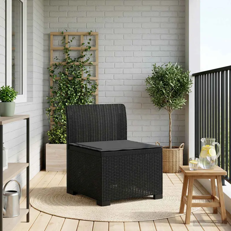 Vidaxl eénpersoons tuinbank met kussen rattan look pp antraciet
