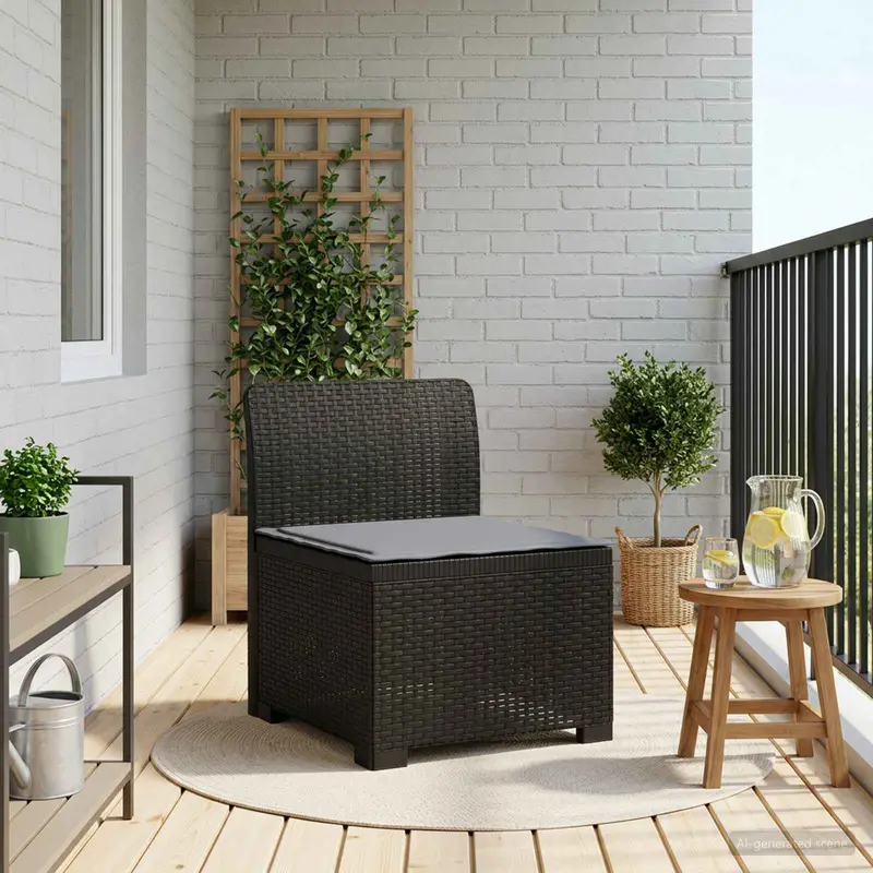 Vidaxl eénpersoons tuinbank met kussen rattan look pp antraciet