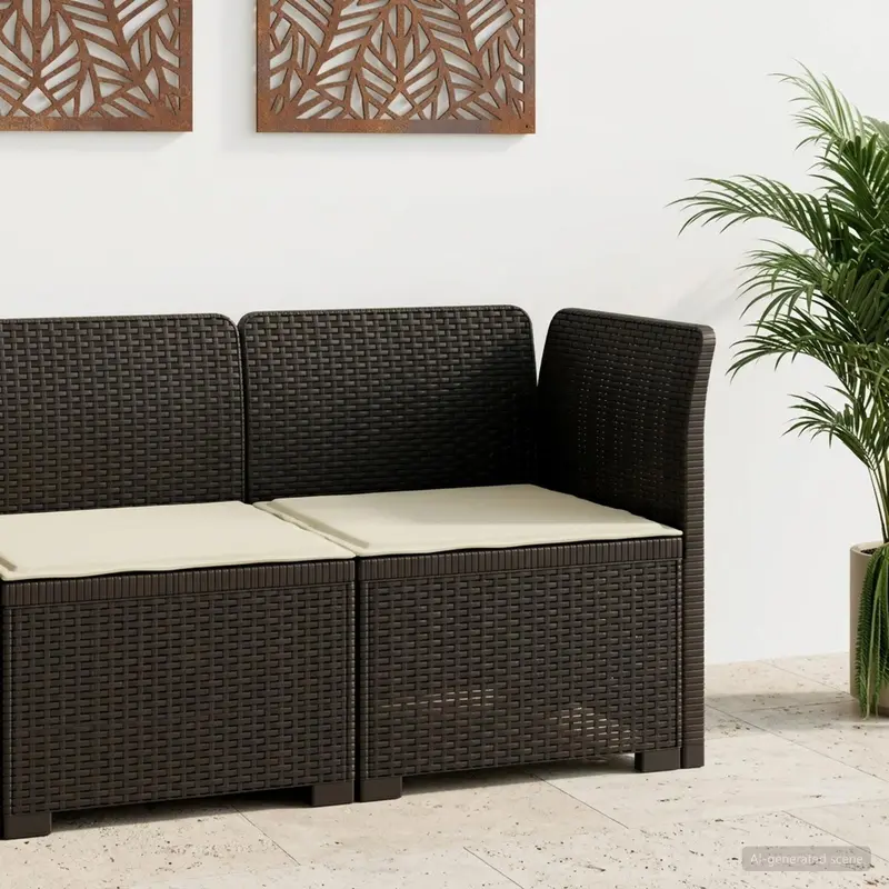 Vidaxl eénpersoons tuinbank met kussen rattan look pp antraciet