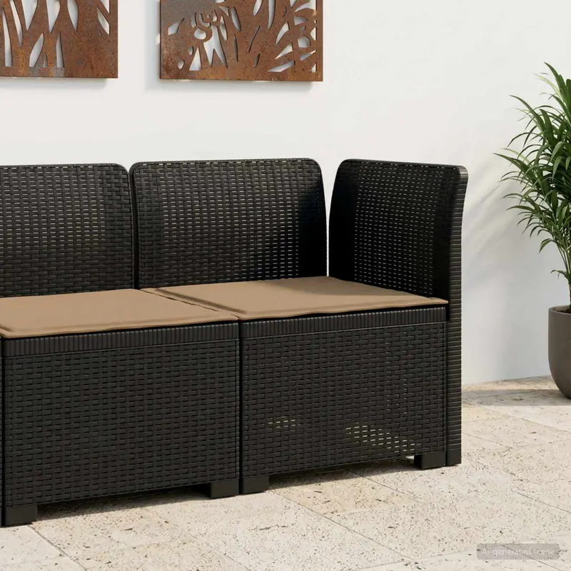 Vidaxl eénpersoons tuinbank met kussen rattan look pp antraciet