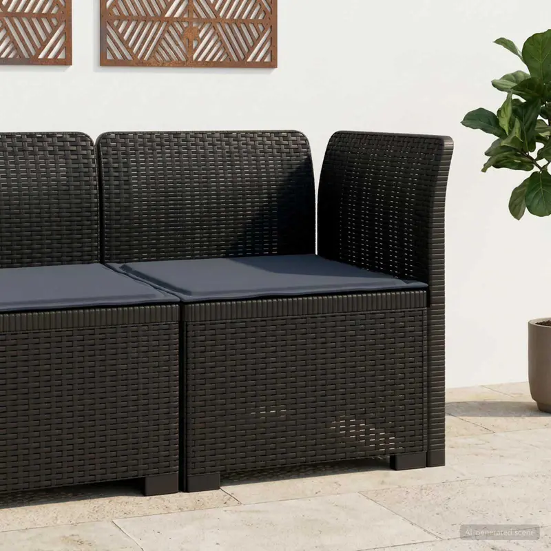 Vidaxl eénpersoons tuinbank met kussen rattan look pp antraciet