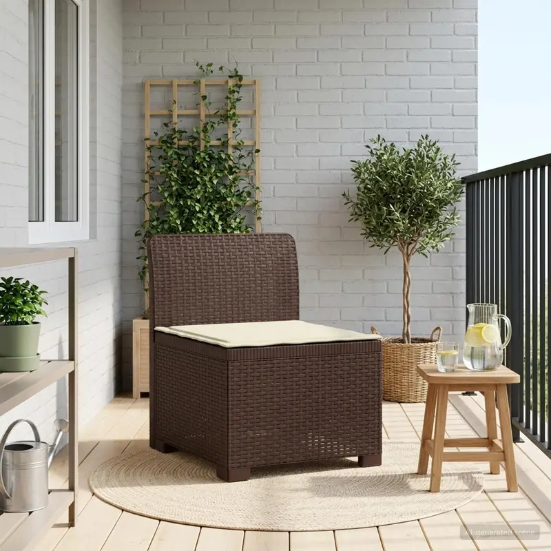 Vidaxl eénpersoons tuinbank met kussen rattan look pp bruin