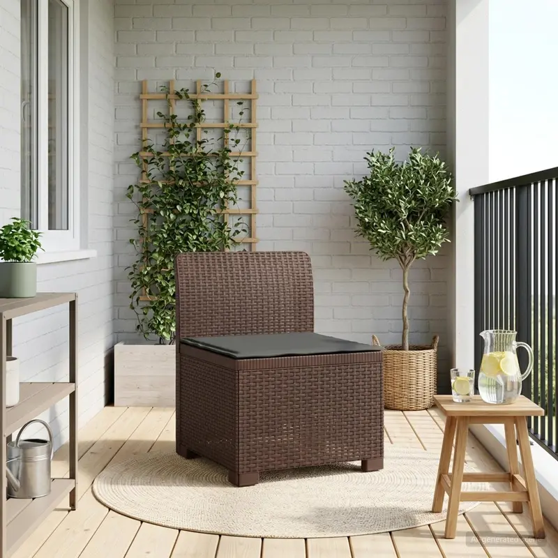 Vidaxl eénpersoons tuinbank met kussen rattan look pp bruin
