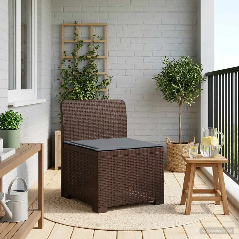 Vidaxl eénpersoons tuinbank met kussen rattan look pp bruin