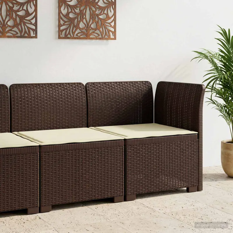 Vidaxl eénpersoons tuinbank met kussen rattan look pp bruin