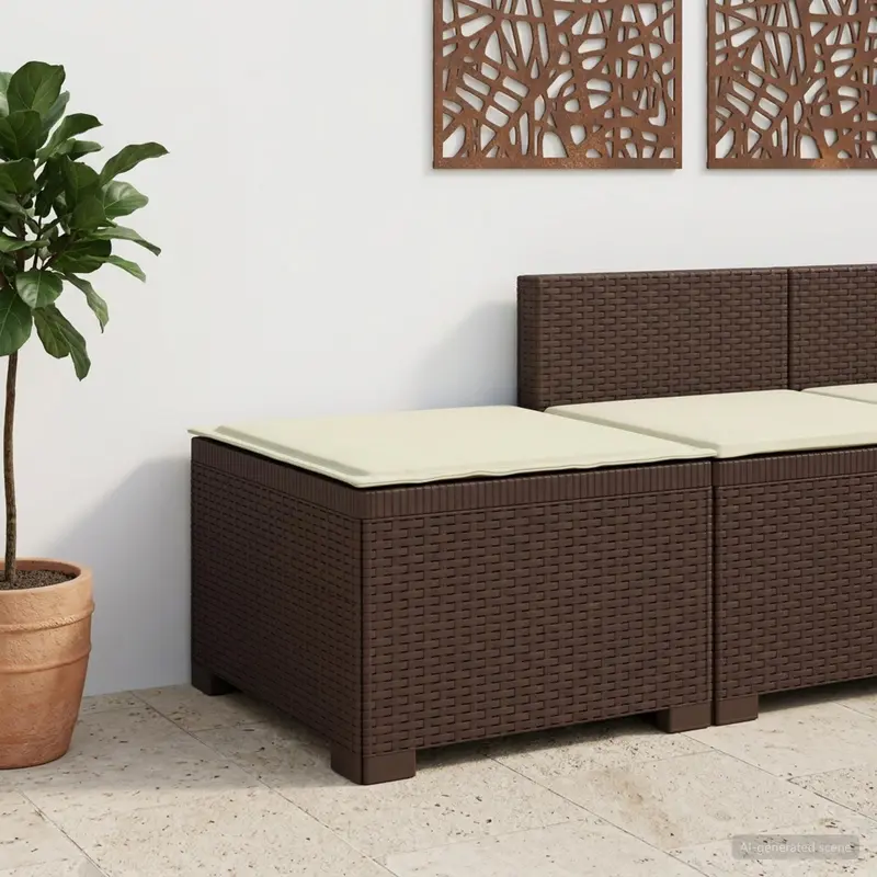 Vidaxl eénpersoons tuinbank met kussen rattan look pp bruin