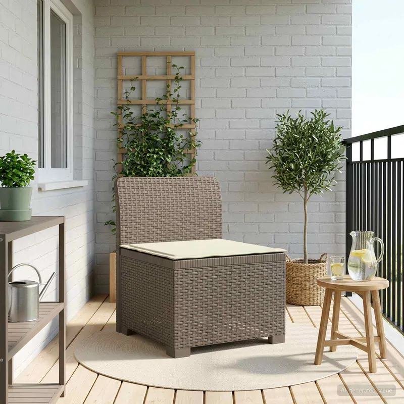 Vidaxl eénpersoons tuinbank met kussen rattan look pp lichtgrijs