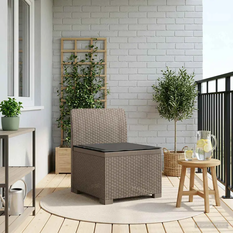 Vidaxl eénpersoons tuinbank met kussen rattan look pp lichtgrijs