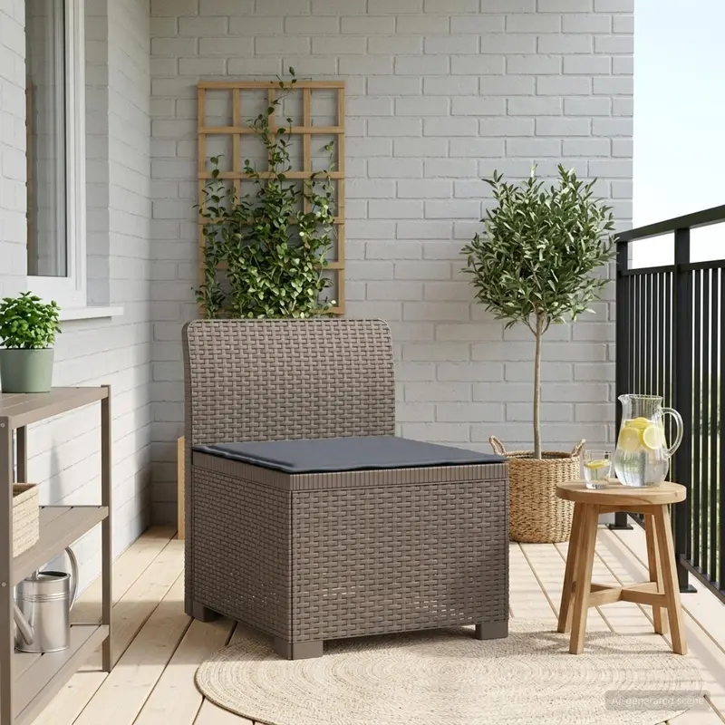 Vidaxl eénpersoons tuinbank met kussen rattan look pp lichtgrijs