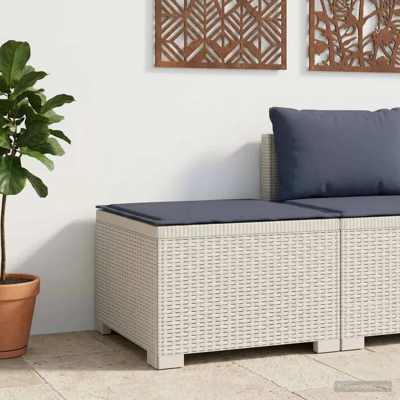Vidaxl eénpersoons tuinbank met kussen rattan look pp wit