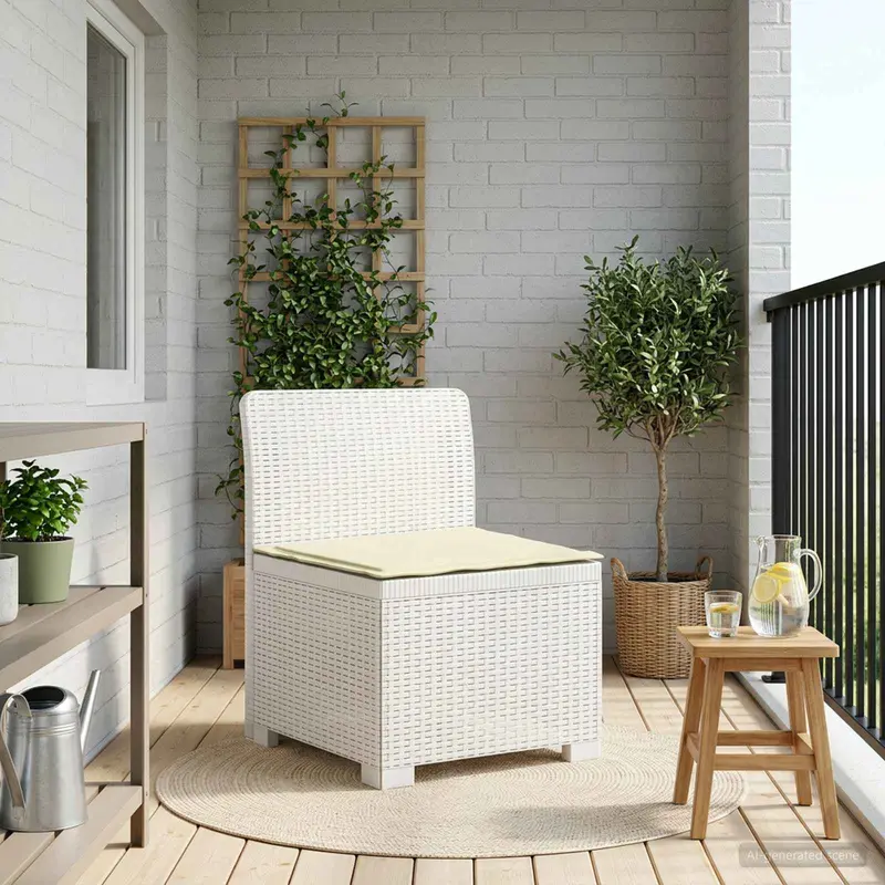 Vidaxl eénpersoons tuinbank met kussen rattan look pp wit