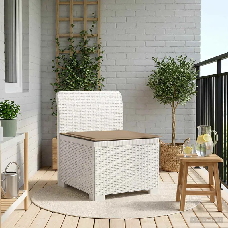 Vidaxl eénpersoons tuinbank met kussen rattan look pp wit