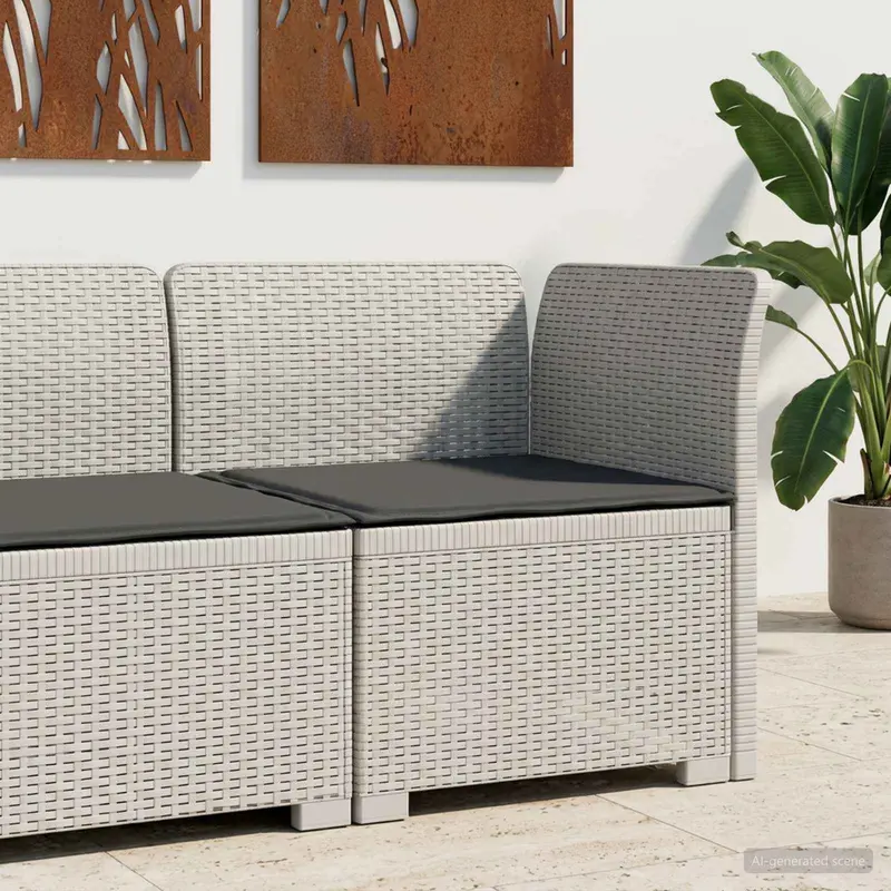 Vidaxl eénpersoons tuinbank met kussen rattan look pp wit