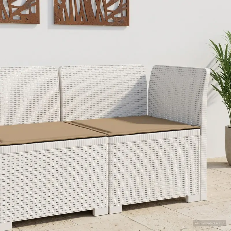 Vidaxl eénpersoons tuinbank met kussen rattan look pp wit