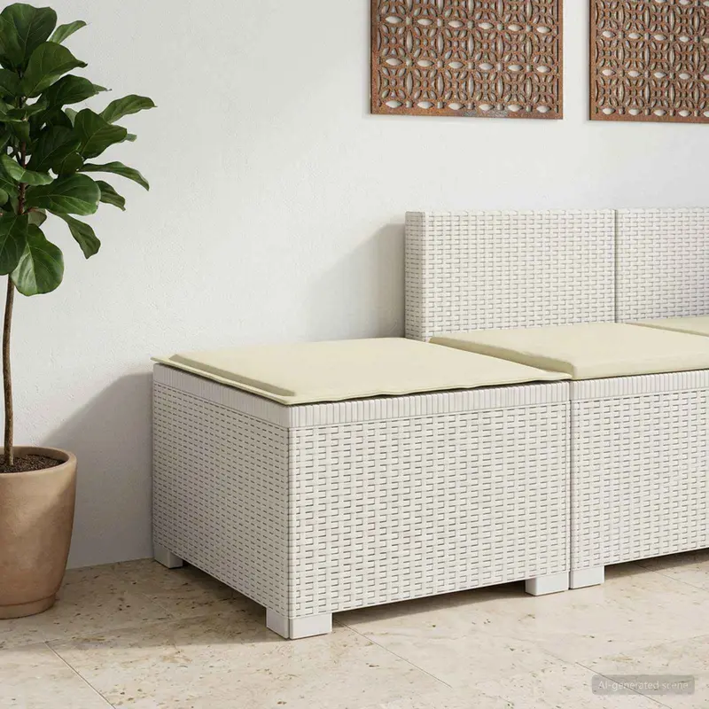 Vidaxl eénpersoons tuinbank met kussen rattan look pp wit
