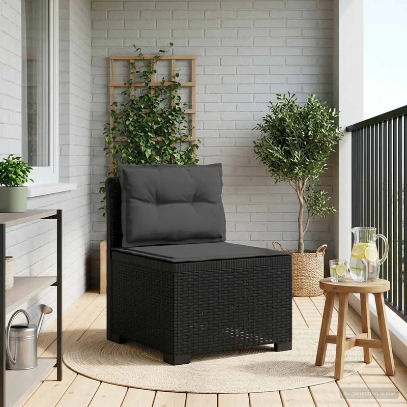 Vidaxl eénpersoons tuinbank met kussens rattan look pp antraciet