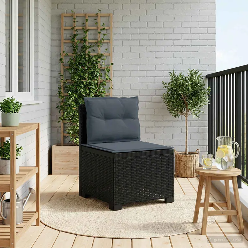 Vidaxl eénpersoons tuinbank met kussens rattan look pp antraciet