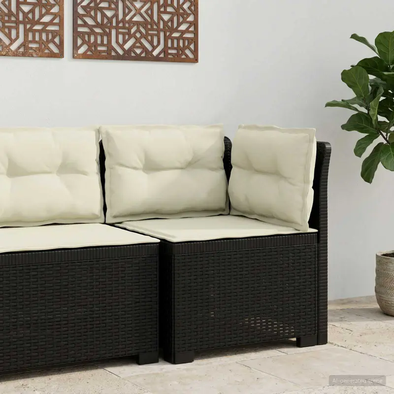 Vidaxl eénpersoons tuinbank met kussens rattan look pp antraciet