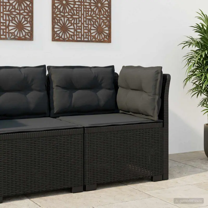 Vidaxl eénpersoons tuinbank met kussens rattan look pp antraciet