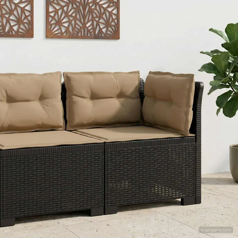 Vidaxl eénpersoons tuinbank met kussens rattan look pp antraciet