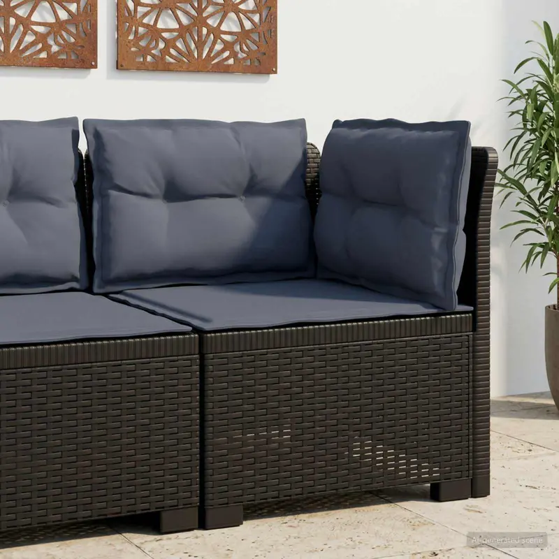 Vidaxl eénpersoons tuinbank met kussens rattan look pp antraciet