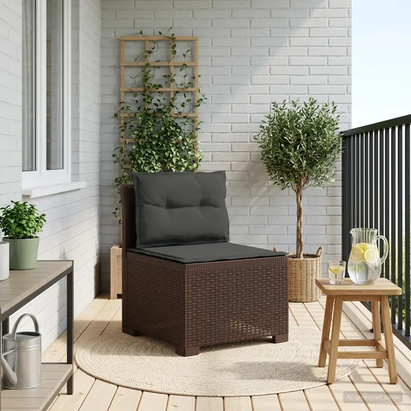Vidaxl eénpersoons tuinbank met kussens rattan look pp bruin