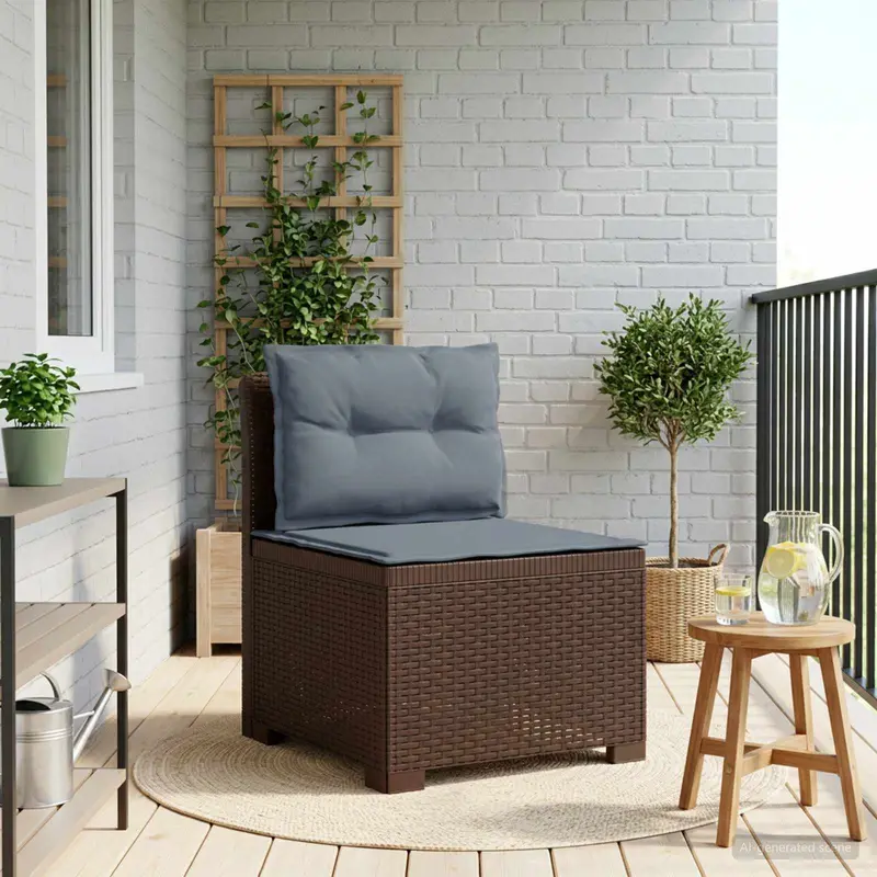 Vidaxl eénpersoons tuinbank met kussens rattan look pp bruin