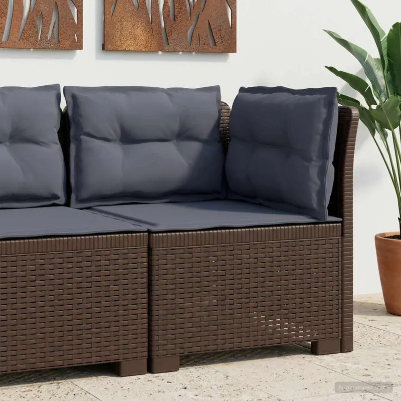 Vidaxl eénpersoons tuinbank met kussens rattan look pp bruin