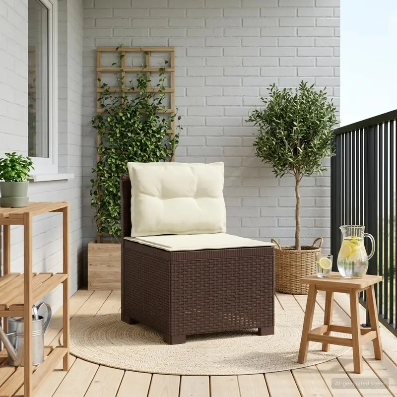 Vidaxl eénpersoons tuinbank met kussens rattan look pp bruin