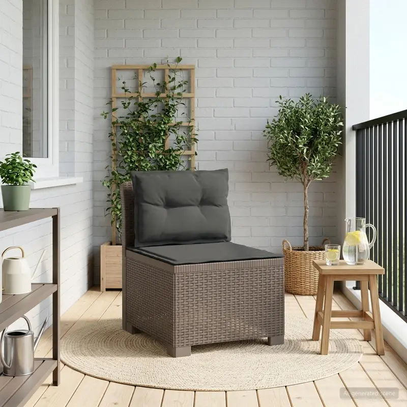Vidaxl eénpersoons tuinbank met kussens rattan look pp lichtgrijs