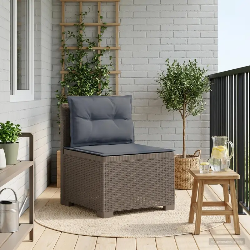 Vidaxl eénpersoons tuinbank met kussens rattan look pp lichtgrijs