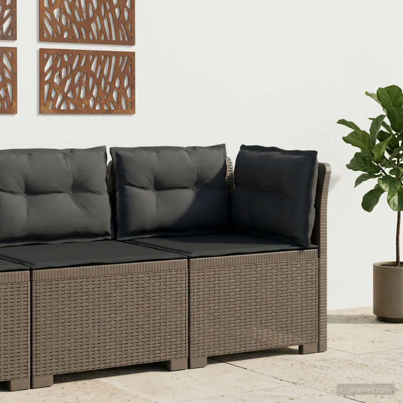 Vidaxl eénpersoons tuinbank met kussens rattan look pp lichtgrijs